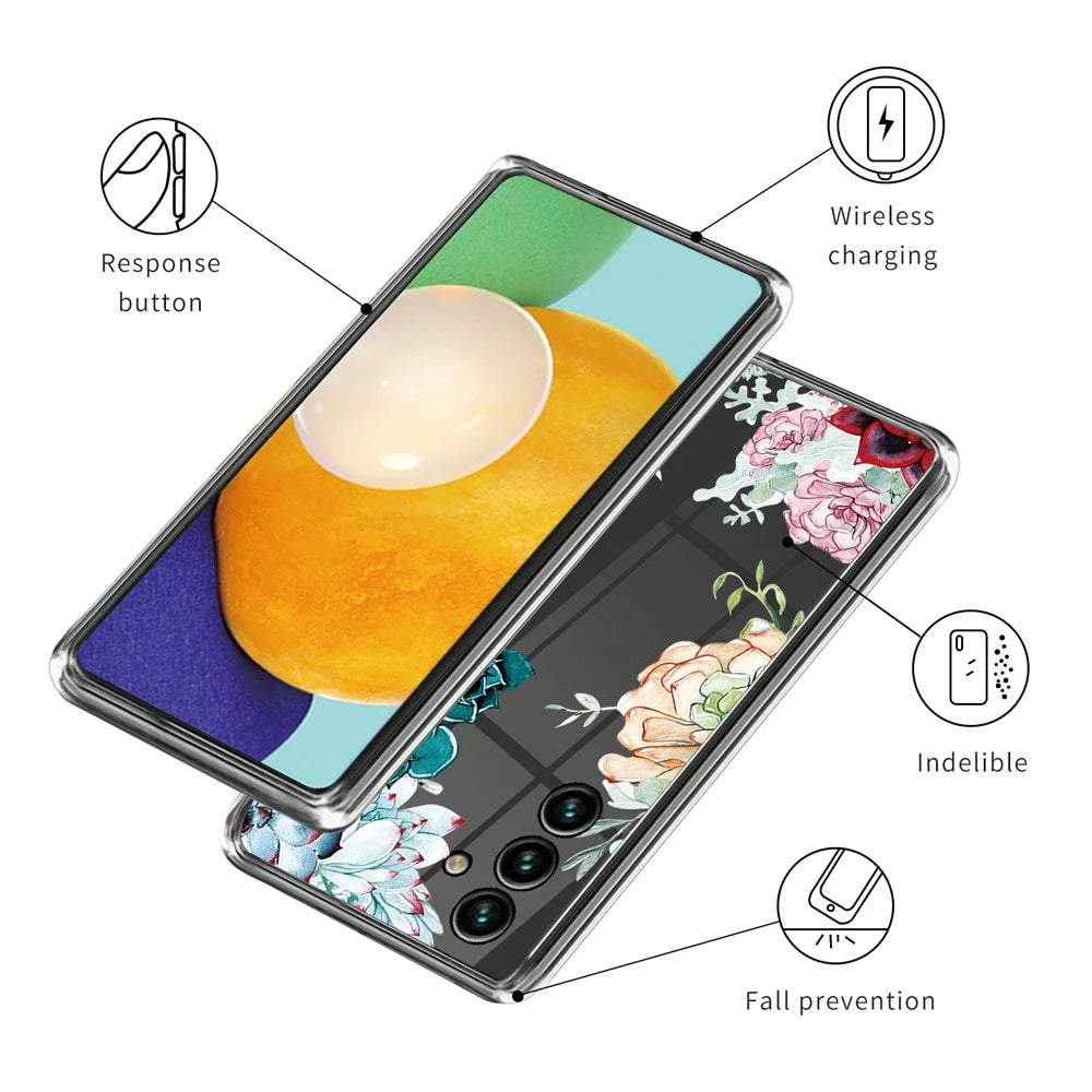 For Samsung Galaxy A14 5G / A14 4G Pattern Printing Soft TPU IMD Phone Case Anti-drop Anti-scratch Cover - Succulent Plant - 3