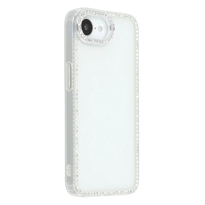 For iPhone 17e / 16e Case Rhinestone Edge Glitter Back TPU + PC IMD Phone Cover - Glitter Transparent - 1