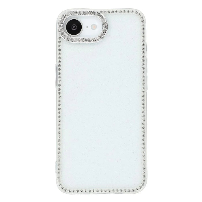 For iPhone 17e / 16e Case Rhinestone Edge Glitter Back TPU + PC IMD Phone Cover - Glitter Transparent - 3