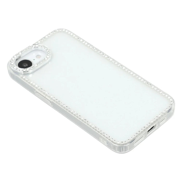 For iPhone 17e / 16e Case Rhinestone Edge Glitter Back TPU + PC IMD Phone Cover - Glitter Transparent - 4