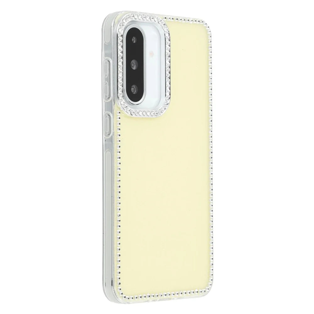 For Samsung Galaxy A26 5G Case Rhinestone Edge Glitter Back TPU + PC IMD Phone Cover - Glitter Light Yellow - 3