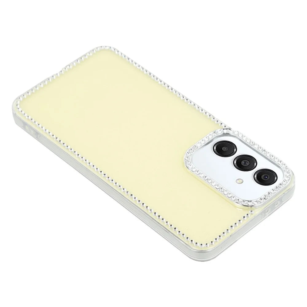 For Samsung Galaxy A16 5G / 4G Case Rhinestone Edge Glitter Back TPU + PC IMD Phone Cover - Glitter Light Yellow - 3