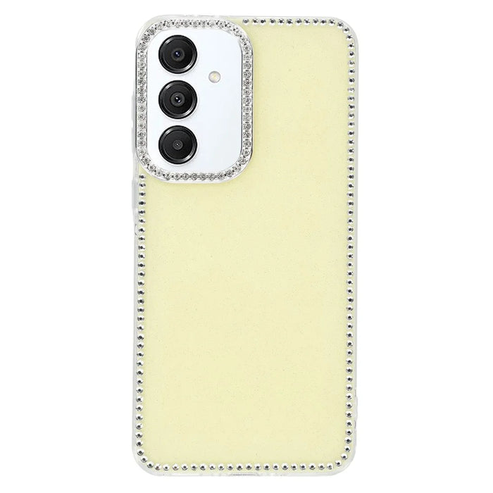 For Samsung Galaxy A35 5G Case Rhinestone Edge Glitter Back TPU + PC IMD Phone Cover - Glitter Light Yellow - 1