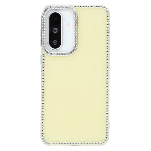 For Samsung Galaxy A36 5G / A56 5G Case Rhinestone Edge Glitter Back TPU + PC IMD Phone Cover - Glitter Light Yellow - 1