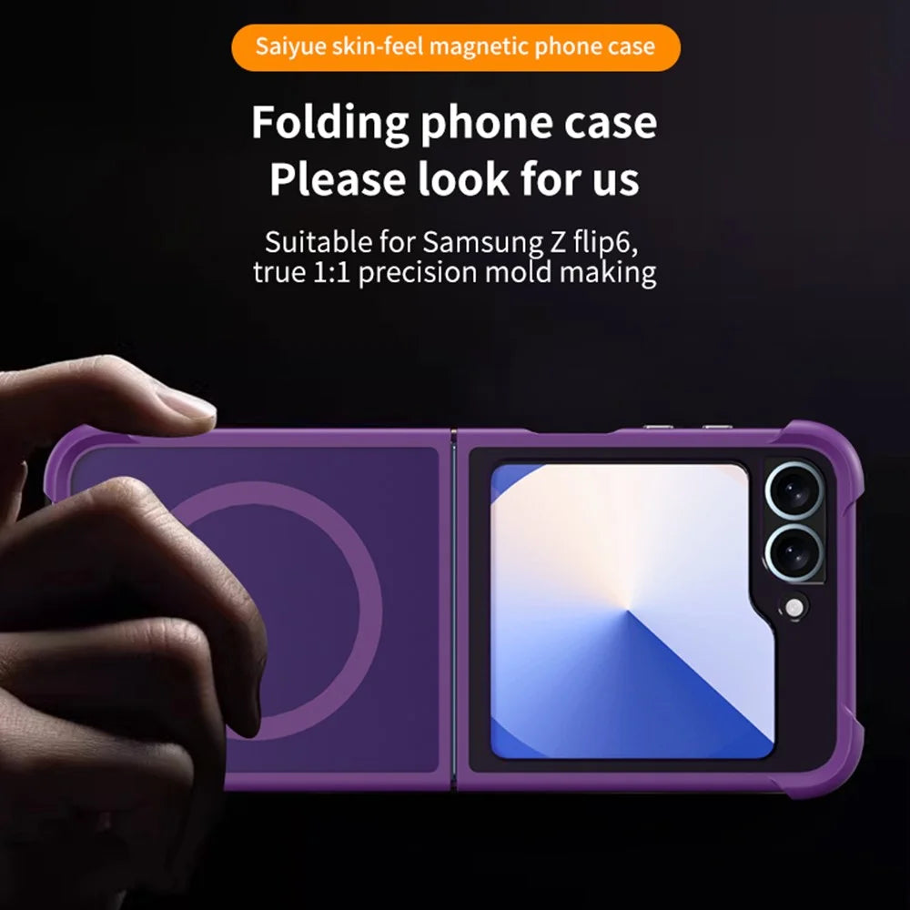 For Samsung Galaxy Z Flip7 FE 5G / Z Flip6 5G Magnetic Case Shockproof Matte PC + TPU Phone Cover - Purple - 2