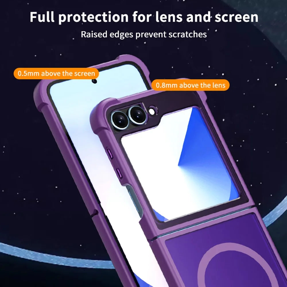 For Samsung Galaxy Z Flip7 FE 5G / Z Flip6 5G Magnetic Case Shockproof Matte PC + TPU Phone Cover - Purple - 4