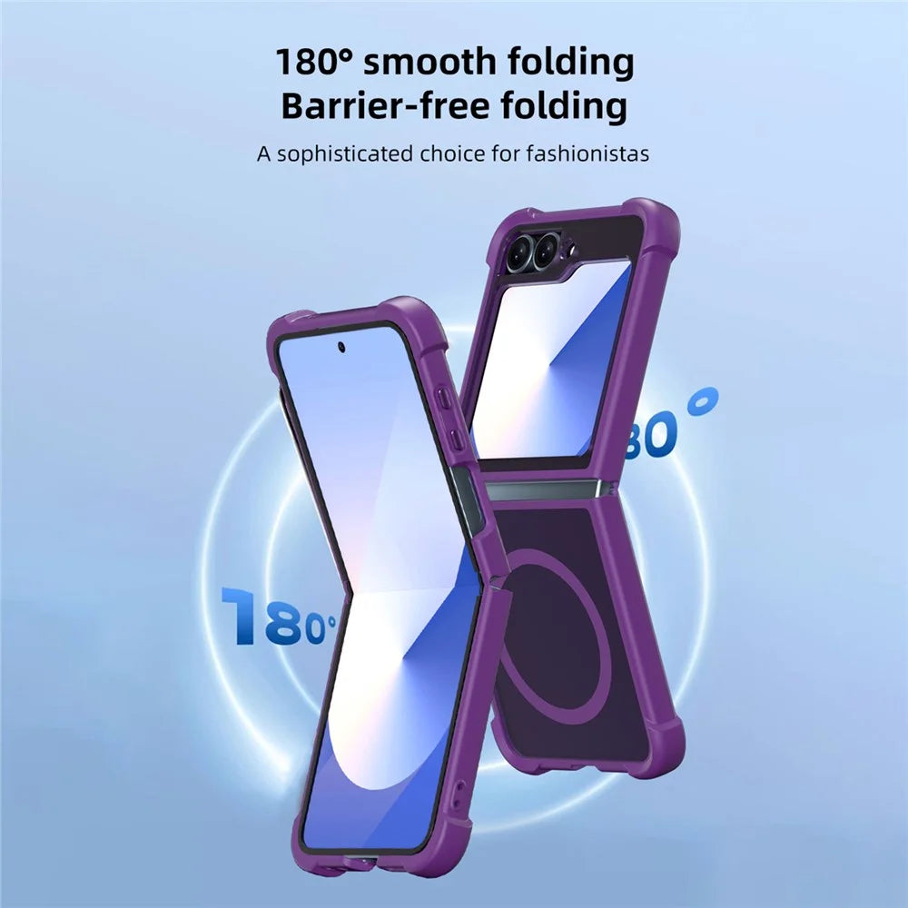 For Samsung Galaxy Z Flip7 FE 5G / Z Flip6 5G Magnetic Case Shockproof Matte PC + TPU Phone Cover - Purple - 5