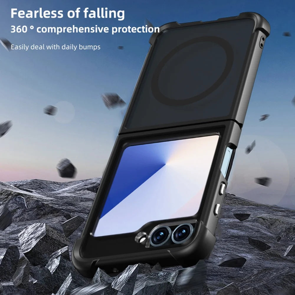 For Samsung Galaxy Z Flip7 FE 5G / Z Flip6 5G Magnetic Case Shockproof Matte PC + TPU Phone Cover - Purple - 7