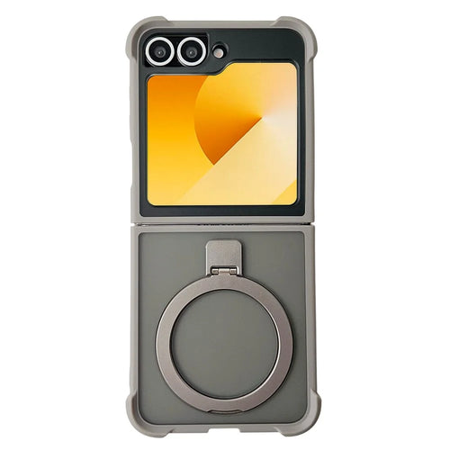 For Samsung Galaxy Z Flip7 FE 5G / Z Flip6 5G Magnetic Case Kickstand Shockproof Matte PC + TPU Phone Cover - Grey - 1