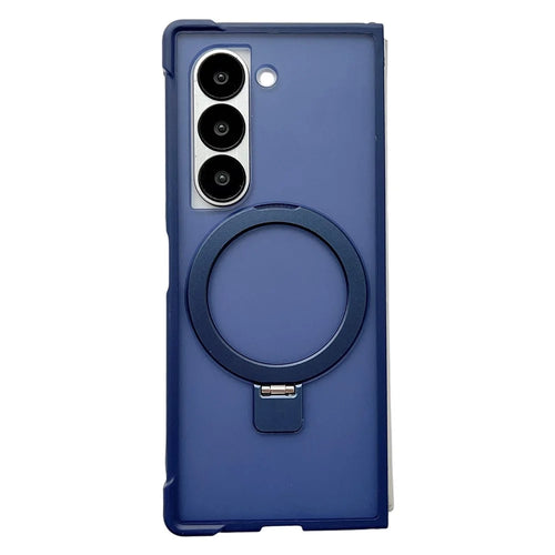 For Samsung Galaxy Z Fold6 5G Magnetic Case Kickstand Shockproof Matte PC + TPU Phone Cover - Blue - 1