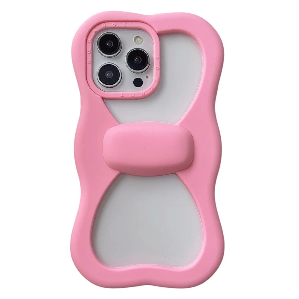 For iPhone 16 Pro Max Silicone Case Cute Hollow Butterfly Bow Design Shockproof Phone Back Cover - 1