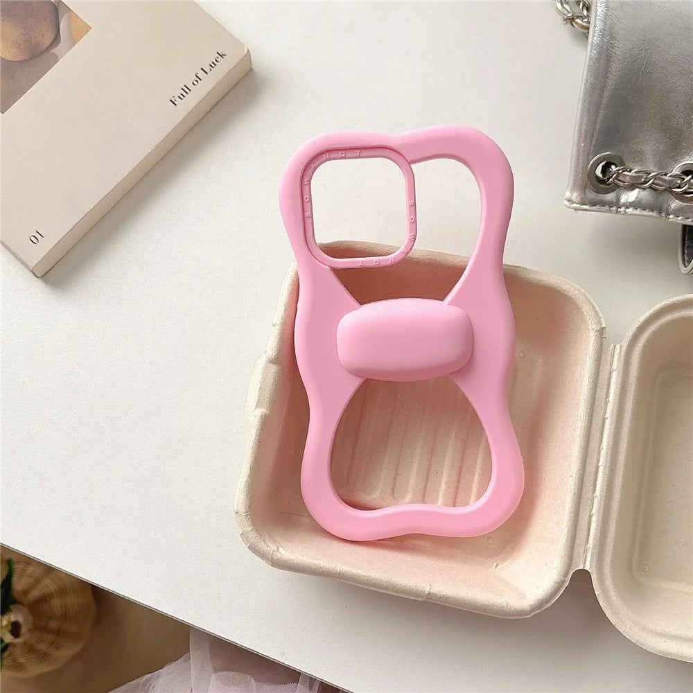 For iPhone 16 Pro Max Silicone Case Cute Hollow Butterfly Bow Design Shockproof Phone Back Cover - 3
