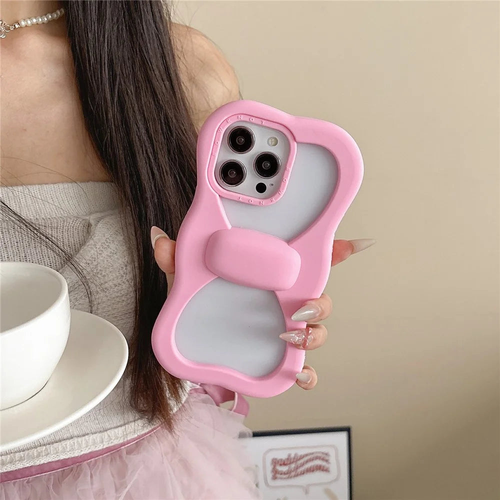 For iPhone 16 Pro Silicone Case Cute Hollow Butterfly Bow Design Shockproof Phone Back Cover - 2