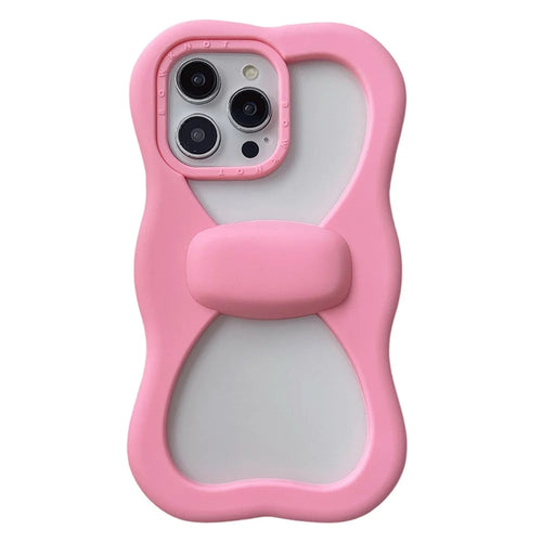 For iPhone 15 Pro Max Silicone Case Cute Hollow Butterfly Bow Design Shockproof Phone Back Cover - 1