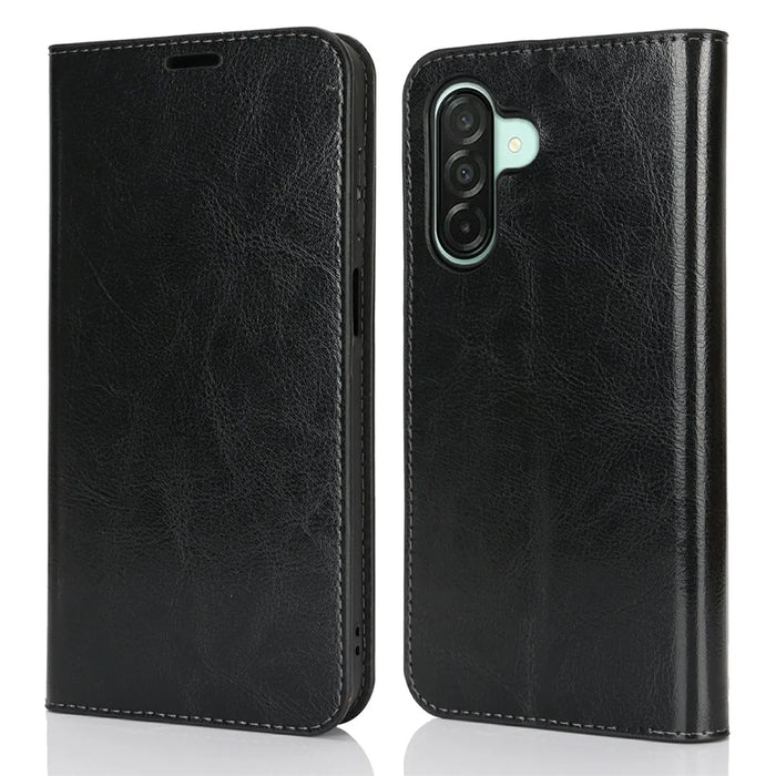 For Samsung Galaxy A26 5G Case Crazy Horse Texture Split Leather Wallet Phone Cover - Black - 1