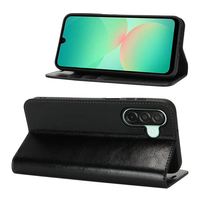 For Samsung Galaxy A26 5G Case Crazy Horse Texture Split Leather Wallet Phone Cover - Black - 3