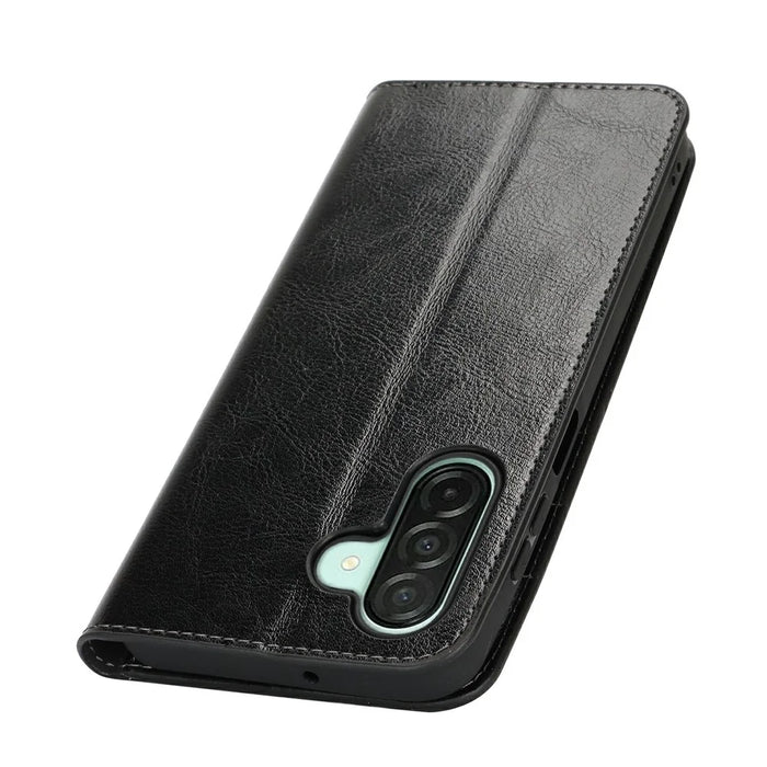 For Samsung Galaxy A26 5G Case Crazy Horse Texture Split Leather Wallet Phone Cover - Black - 5