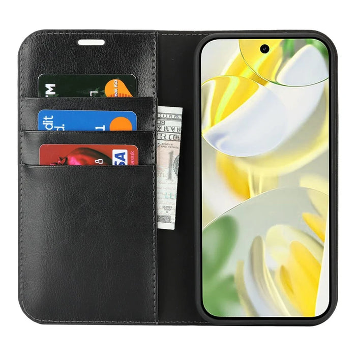 For Google Pixel 10 Pro XL Case Crazy Horse Texture Split Leather Wallet Phone Cover - Black - 2