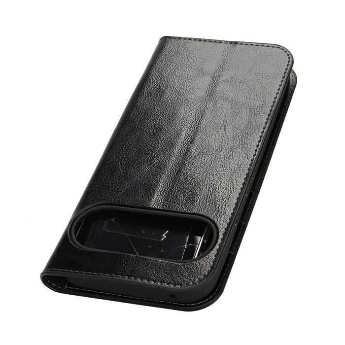 For Google Pixel 10 Pro XL Case Crazy Horse Texture Split Leather Wallet Phone Cover - Black - 5
