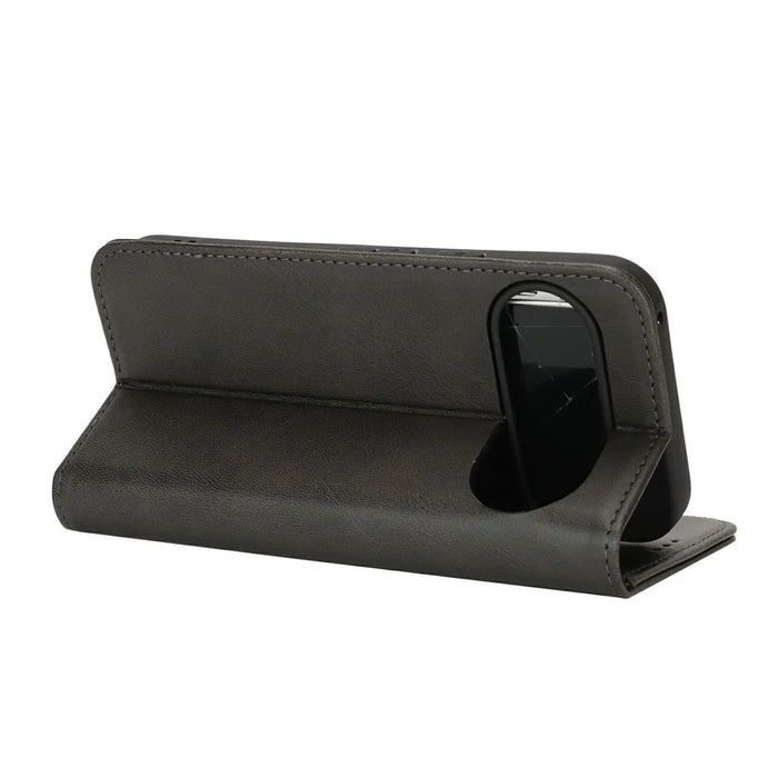 For Google Pixel 10 / 10 Pro Case PU Leather Calf Textured Magnetic Closing Smart Phone Cover - Black - 4