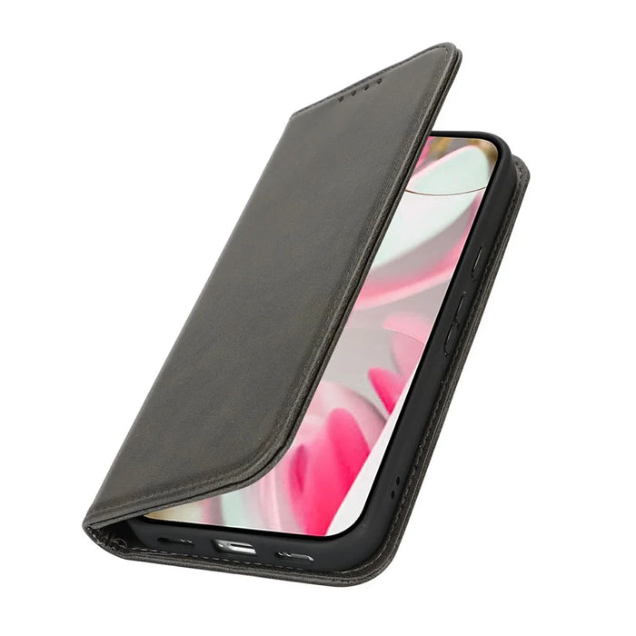 For Google Pixel 10 / 10 Pro Case PU Leather Calf Textured Magnetic Closing Smart Phone Cover - Black - 5