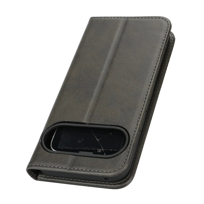 For Google Pixel 10 / 10 Pro Case PU Leather Calf Textured Magnetic Closing Smart Phone Cover - Black - 6