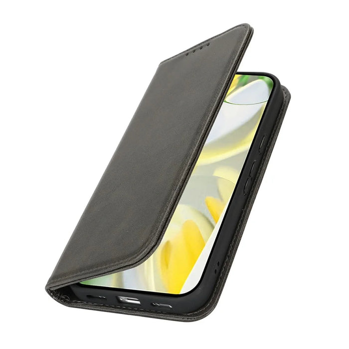 For Google Pixel 10 Pro XL Case PU Leather Calf Textured Magnetic Closing Smart Phone Cover - Black - 5