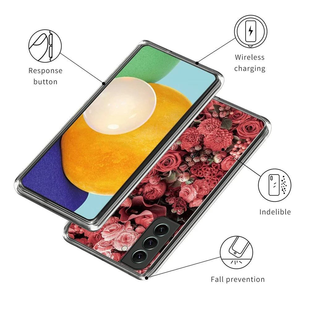 For Samsung Galaxy S23 Flexible TPU Phone Case Pattern Printing IMD Ultra Slim Protective Cover - Artless Million Flowers - 3