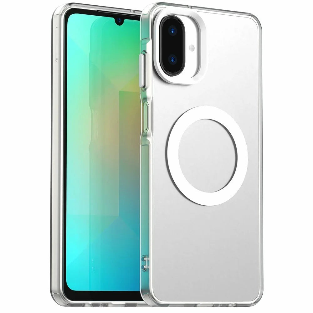 For Samsung Galaxy A07 4G Magnetic Case Anti Drop Hybrid Phone Back Cover - White - 1