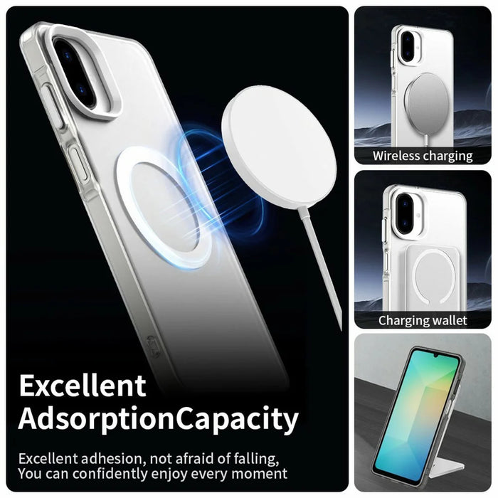 For Samsung Galaxy A07 4G Magnetic Case Anti Drop Hybrid Phone Back Cover - White - 2