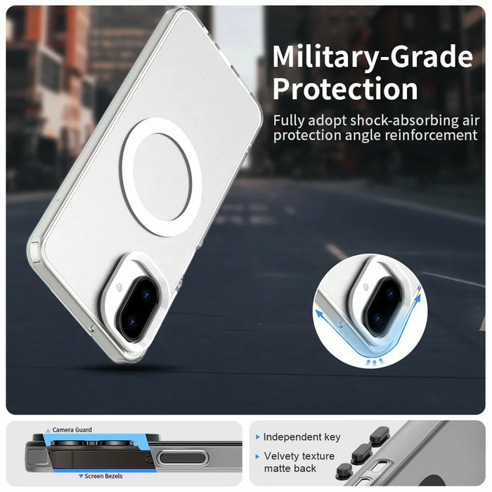 For Samsung Galaxy A07 4G Magnetic Case Anti Drop Hybrid Phone Back Cover - White - 7