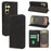For Samsung Galaxy A26 5G Case Strong Magnetic Leather Wallet Phone Cover with Striped Texture - Black - 1