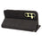 For Samsung Galaxy S24+ Case Strong Magnetic Leather Wallet Phone Cover with Striped Texture - Black - 3
