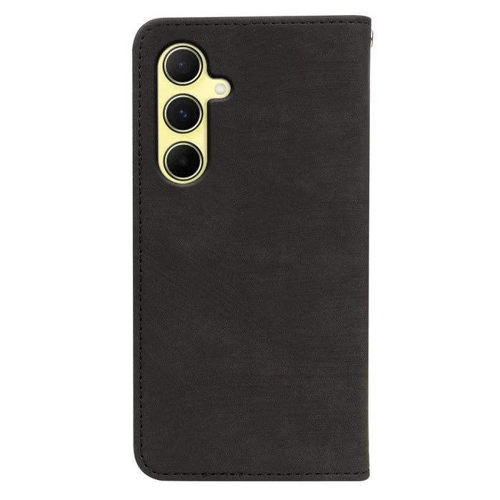 For Samsung Galaxy S24+ Case Strong Magnetic Leather Wallet Phone Cover with Striped Texture - Black - 6