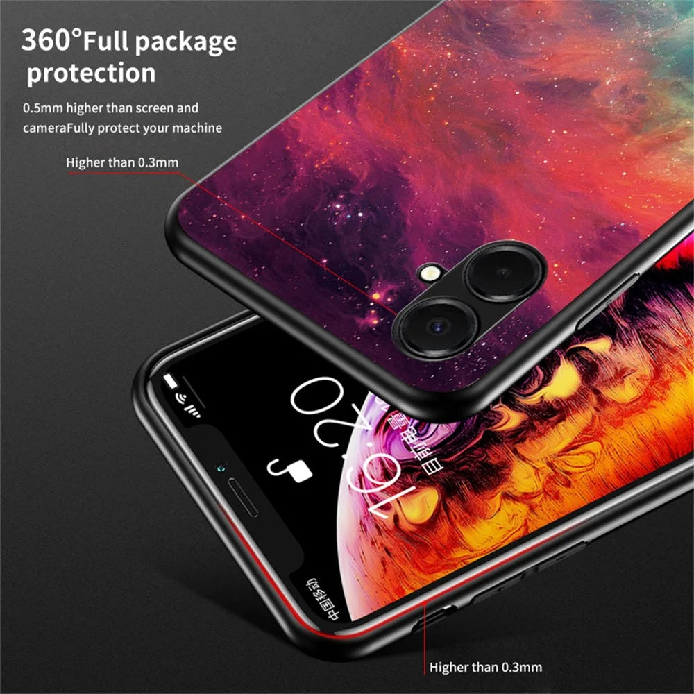 For Samsung Galaxy A08 5G / A08 4G / A07 4G Case Starry Sky Pattern Tempered Glass Phone Cover - Color Starry Sky - 4