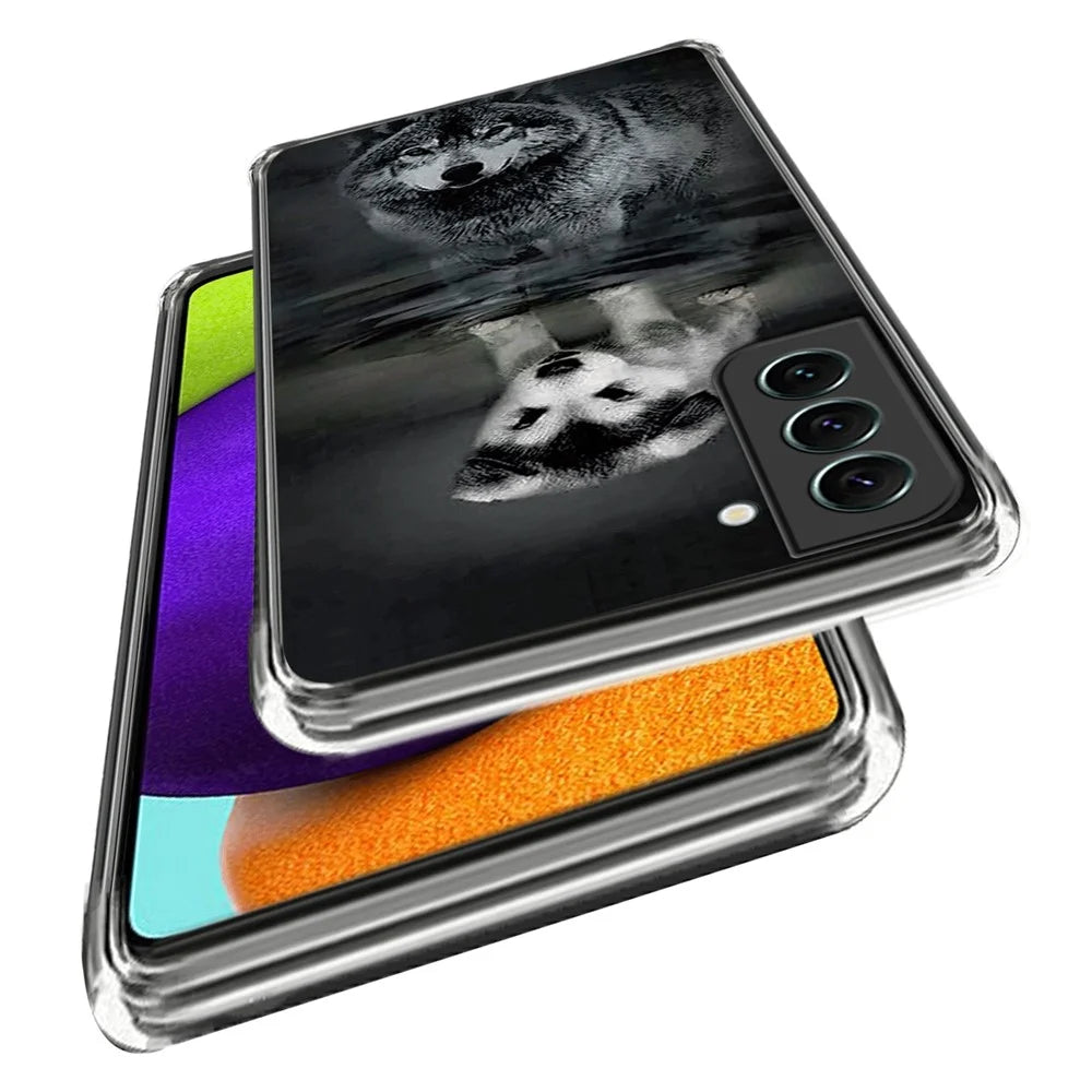 For Samsung Galaxy S23 Stylish IMD Pattern Printing Anti-scratch Case Flexible TPU Drop-proof Cover - Dog and Wolf - 2