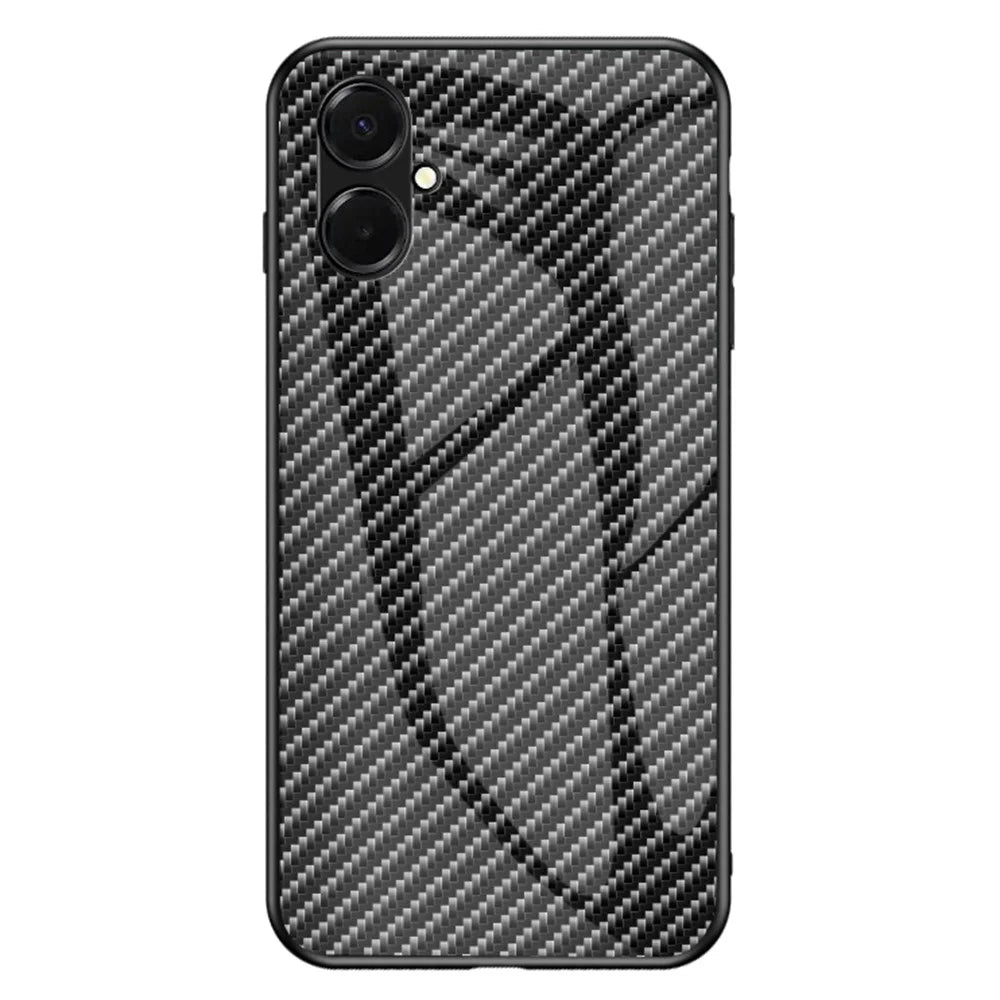 For Samsung Galaxy A08 5G / A08 4G / A07 4G Case Tempered Glass Shockproof Phone Cover - Black Fiber - 1