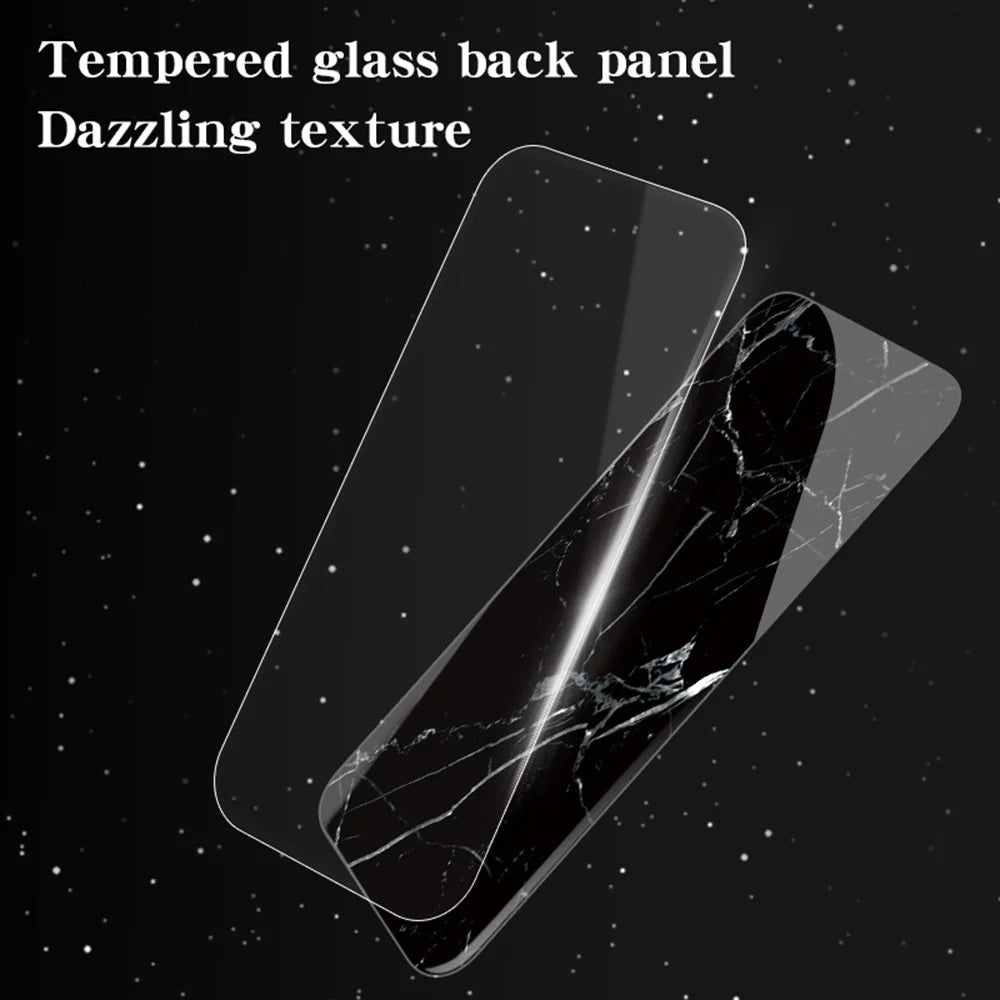 For Samsung Galaxy A08 5G / A08 4G / A07 4G Case Marble Pattern Tempered Glass + PC + TPU Protective Phone Cover - White Marble - 3