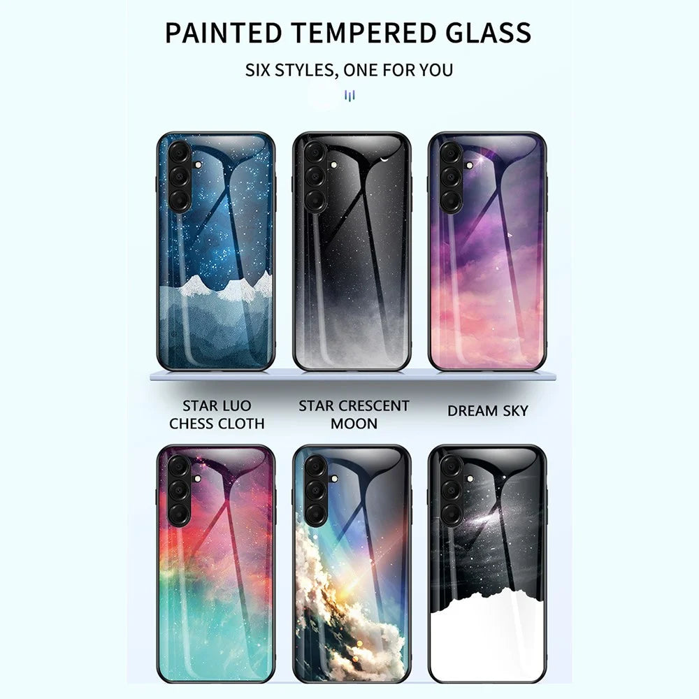 For Samsung Galaxy A18 5G / A18 4G / A17 5G / A17 4G / A26 5G Case Starry Sky Pattern Tempered Glass Phone Cover - Color Starry Sky - 7