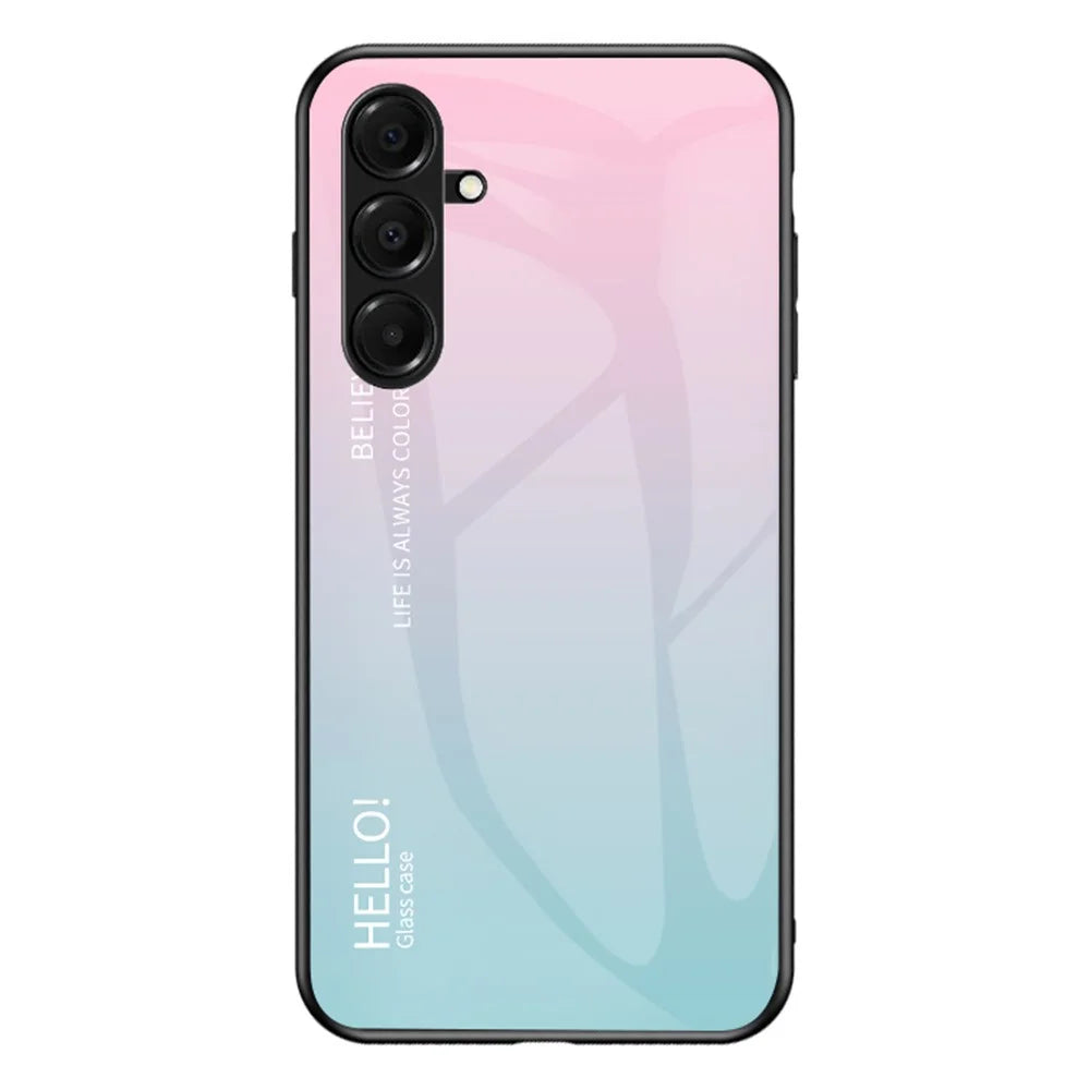 For Samsung Galaxy A18 5G / A18 4G / A17 5G / A17 4G / A26 5G Case Anti-Scratch Tempered Glass + PC + TPU Phone Cover - Gradient Pink Blue - 1