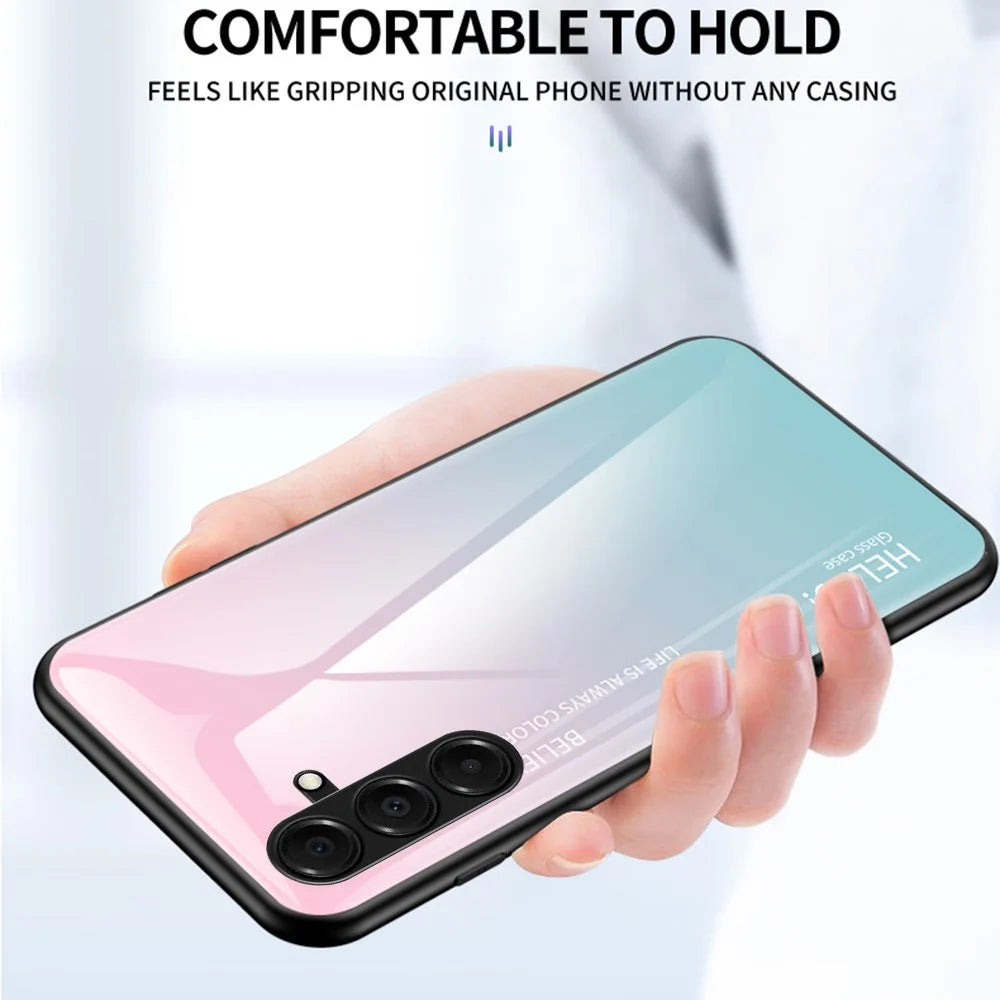 For Samsung Galaxy A18 5G / A18 4G / A17 5G / A17 4G / A26 5G Case Anti-Scratch Tempered Glass + PC + TPU Phone Cover - Gradient Pink Blue - 2