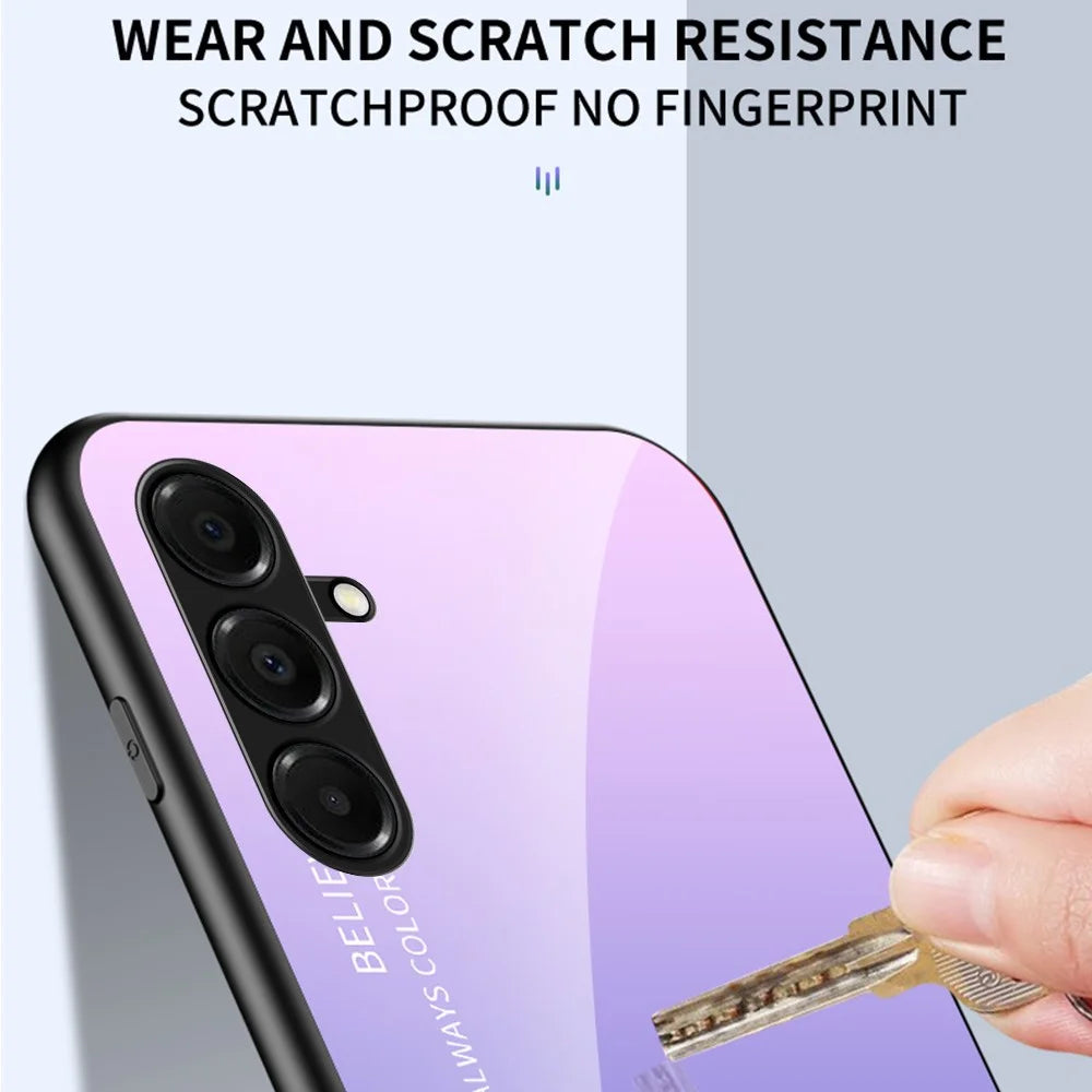For Samsung Galaxy A18 5G / A18 4G / A17 5G / A17 4G / A26 5G Case Anti-Scratch Tempered Glass + PC + TPU Phone Cover - Gradient Pink Blue - 4