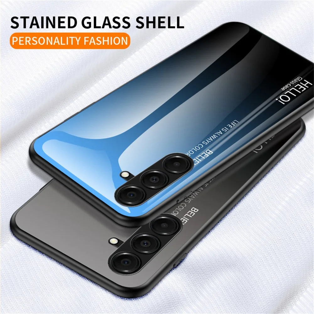 For Samsung Galaxy A18 5G / A18 4G / A17 5G / A17 4G / A26 5G Case Anti-Scratch Tempered Glass + PC + TPU Phone Cover - Gradient Pink Blue - 5