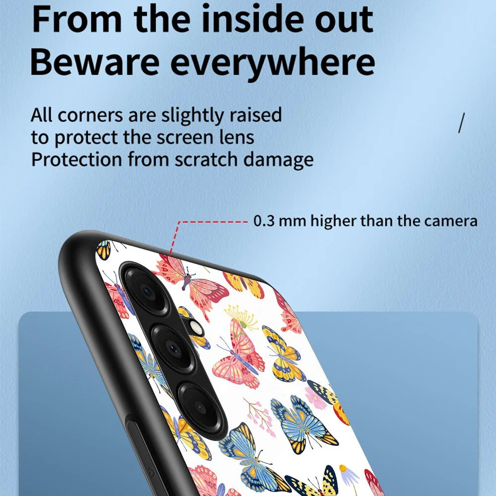 For Samsung Galaxy A18 5G / A18 4G / A17 5G / A17 4G / A26 5G Case Butterfly Pattern TPU + Tempered Glass Protective Phone Cover - Colorful Butterfly - 2