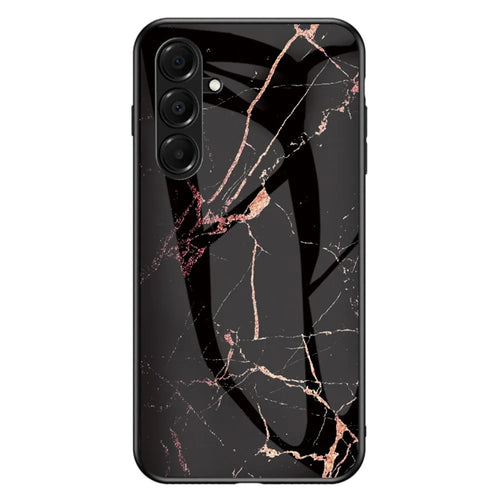 For Samsung Galaxy A18 5G / A18 4G / A17 5G / A17 4G / A26 5G Case Marble Pattern Tempered Glass + PC + TPU Protective Phone Cover - Gold Black Marble - 1