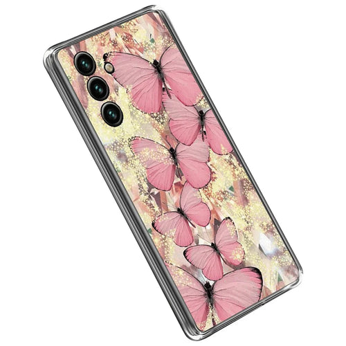 For Samsung Galaxy A14 5G / A14 4G Pattern Printing IMD Shockproof Case Flexible TPU Protective Cover - Pink Butterflies - 1
