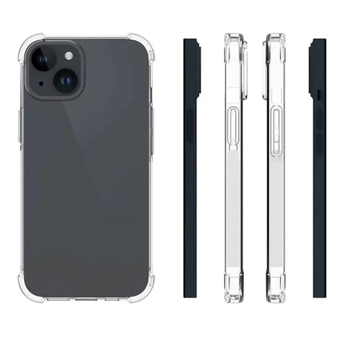 WANLONFENG For iPhone 15 Plus Back Cover  TM Series 2.0mm Clear TPU Phone Case (Big Lens Hole) - Transparent - 5