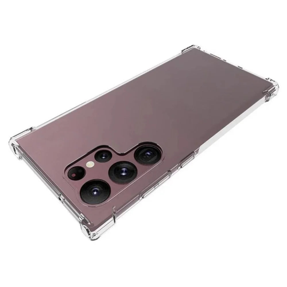 WANLONFENG For Samsung Galaxy S23 Ultra Back Cover  TM Series 2.0mm Clear TPU Phone Case (Big Lens Hole) - Transparent - 3