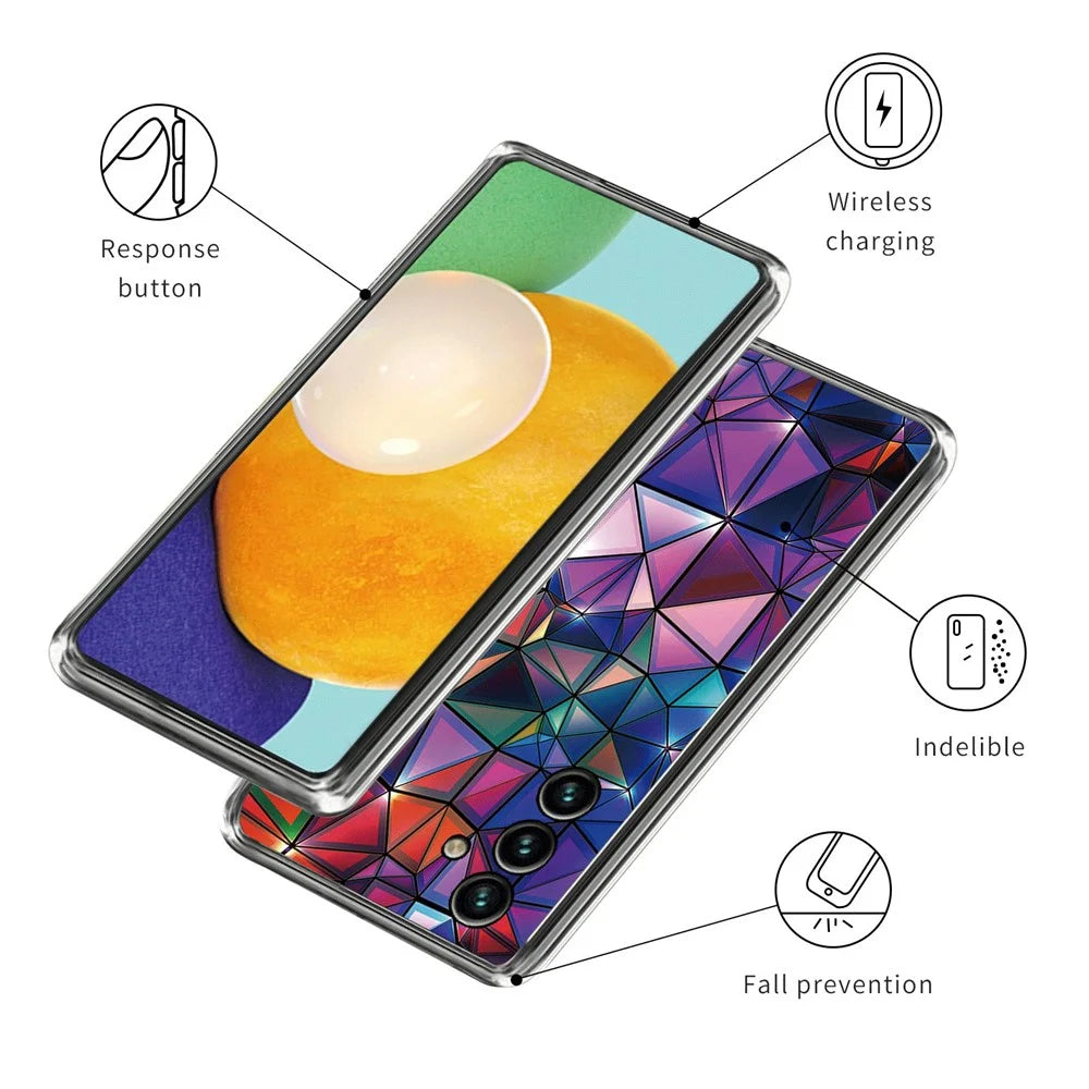 For Samsung Galaxy A14 5G / A14 4G Pattern Printing IMD Soft TPU Case Scratch-resistant Protective Phone Cover - Triangle - 3