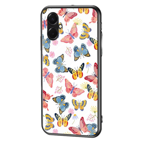 For Samsung Galaxy A08 5G / A08 4G / A07 4G Case Butterfly Pattern TPU + Tempered Glass Protective Phone Cover -  Colorful Butterfly - 1